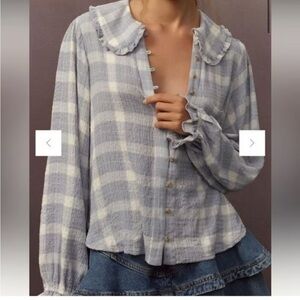 Anthropologie Pilcro The Kiera Blue Plaid Blouse - worn only once